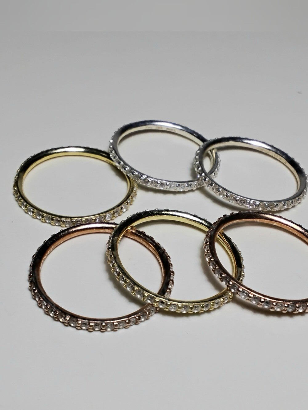 925 Silver FAS Thailand 6 Lot Stackable Rings Sz 8-3/4